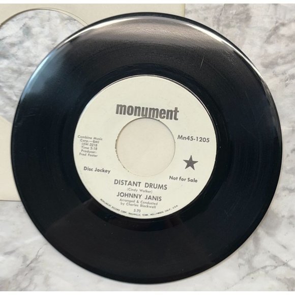 Johnny Janis Distant Drums / Ride Me Donkey 45 Country Promo Monument 1205 - Picture 4 of 6